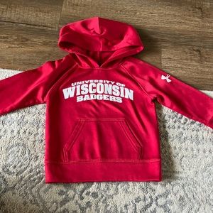 Boys 2T University of Wisconsin Badgers under armor red hooded sweatshirt